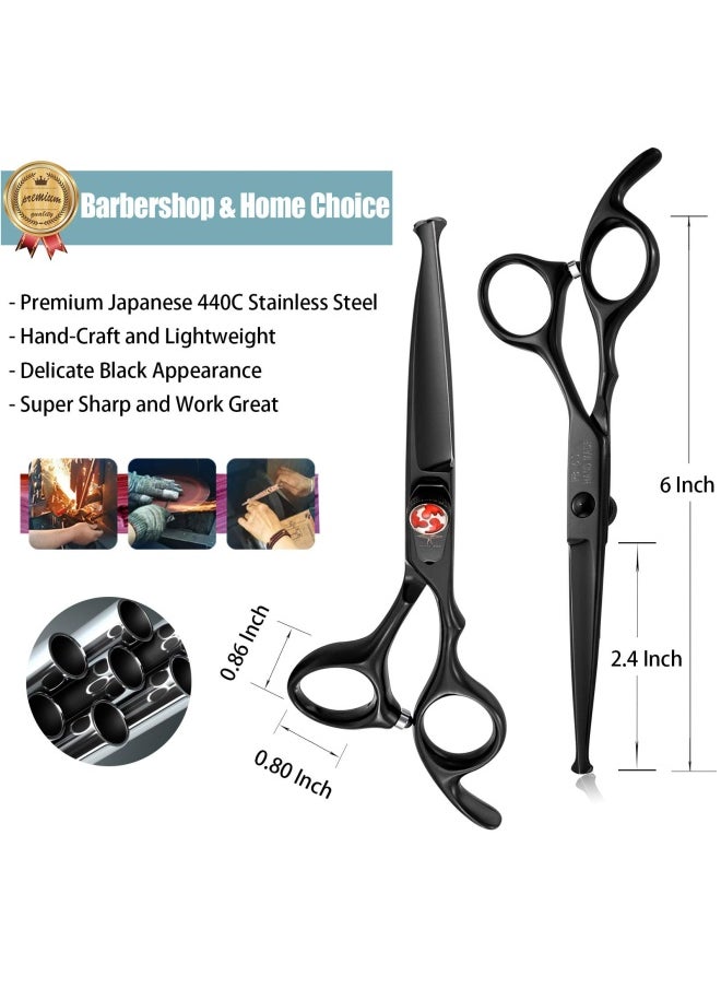 PURPLEBIRD PURPLEBIRD 6 Inch Hair Cutting Shears Kids Safety Rounded Tips Hair Scissors Professional Hairdressing Haircut Salon Barbers Children Baby and Personal Home Usage Japanese Stainless Steel Black  - Image 4