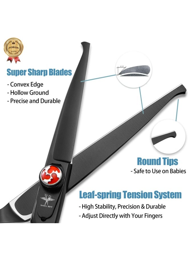 PURPLEBIRD PURPLEBIRD 6 Inch Hair Cutting Shears Kids Safety Rounded Tips Hair Scissors Professional Hairdressing Haircut Salon Barbers Children Baby and Personal Home Usage Japanese Stainless Steel Black  - Image 2