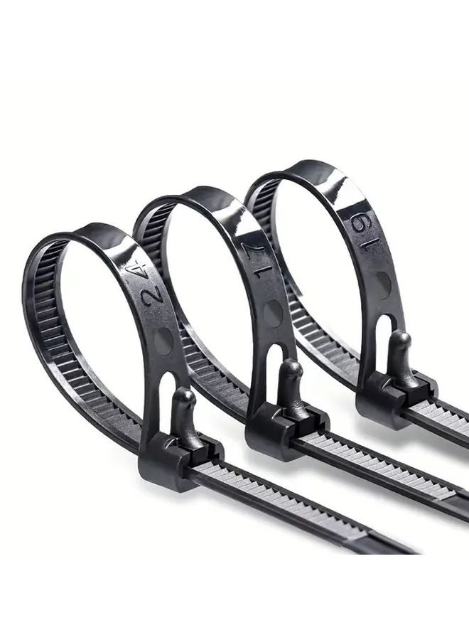 100 Pieces 10 Inch Reusable Plastic Cable Ties with Quick Release Durable Nylon Wire Fasteners for Home Office and Outdoor Use - Image 2