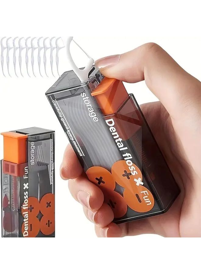 10pcs Orange Automatic Pop Up Floss Box One Touch Dispenser Portable Press Type Floss Picks - Image 4