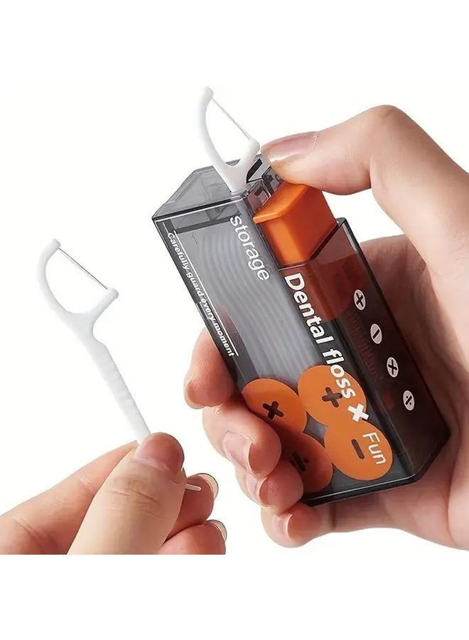 10pcs Orange Automatic Pop Up Floss Box One Touch Dispenser Portable Press Type Floss Picks - Image 2
