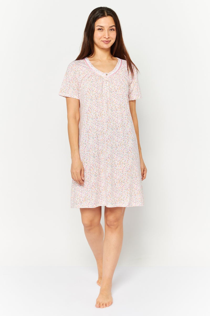 Celestial Dreams Women Floral Print Sleeping Dress, Multicolor - Image 2