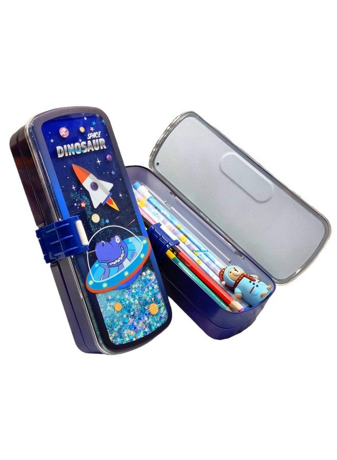 فنبلاست صندوق أقلام بلاستيكي من فن بلاست للأطفال بتصميم ديناصور فضائي فاخر للأولاد والبنات، مجموعة منظم أقلام ثابتة للبنات/هدية عيد ميلاد/هدية إرجاع (ديناصور فضائي) - متعدد الألوان - Image 1