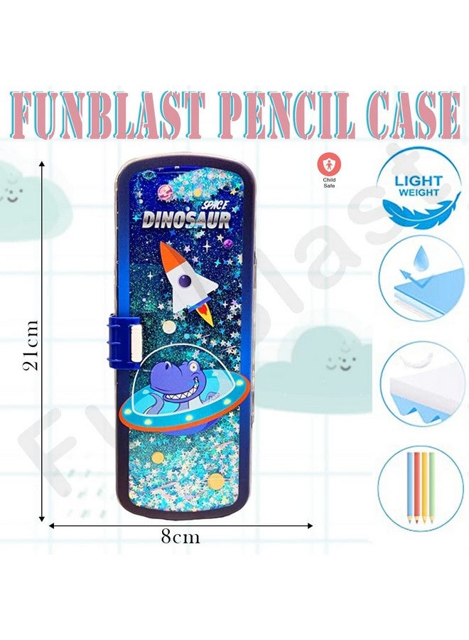 فنبلاست صندوق أقلام بلاستيكي من فن بلاست للأطفال بتصميم ديناصور فضائي فاخر للأولاد والبنات، مجموعة منظم أقلام ثابتة للبنات/هدية عيد ميلاد/هدية إرجاع (ديناصور فضائي) - متعدد الألوان - Image 2