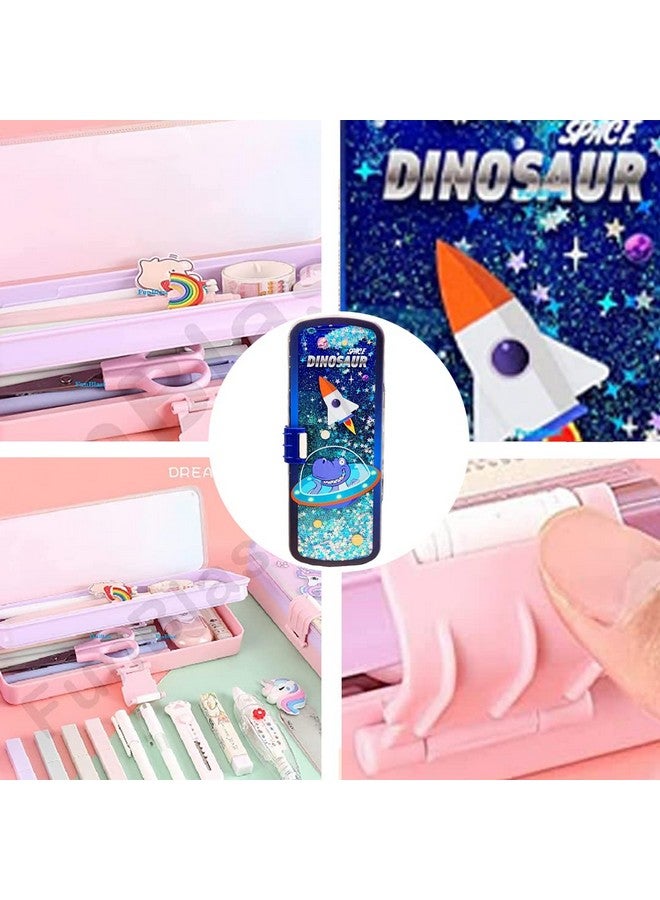 فنبلاست صندوق أقلام بلاستيكي من فن بلاست للأطفال بتصميم ديناصور فضائي فاخر للأولاد والبنات، مجموعة منظم أقلام ثابتة للبنات/هدية عيد ميلاد/هدية إرجاع (ديناصور فضائي) - متعدد الألوان - Image 4