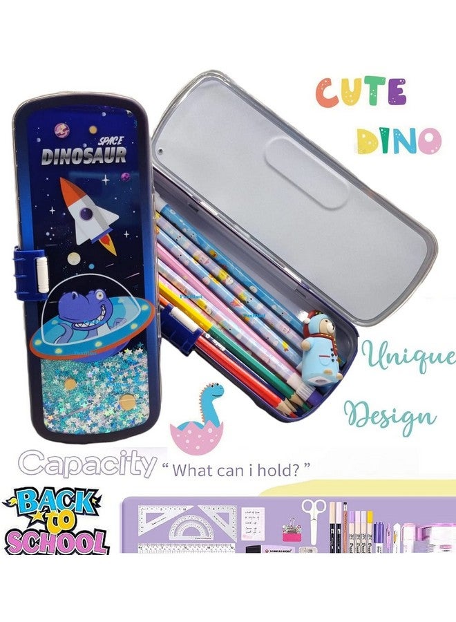 فنبلاست صندوق أقلام بلاستيكي من فن بلاست للأطفال بتصميم ديناصور فضائي فاخر للأولاد والبنات، مجموعة منظم أقلام ثابتة للبنات/هدية عيد ميلاد/هدية إرجاع (ديناصور فضائي) - متعدد الألوان - Image 5