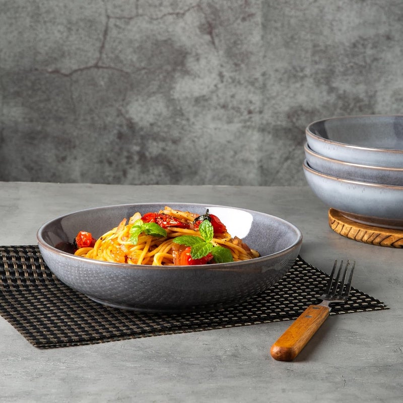 AmorArc 85 Large Pasta Bowls 36oz Stoneware Pasta Serving Bowls Set of 6 for Kitchen Wide Bowls for PastaSaladFruitOatmeal Microwave Safe Reactive GlazeGray - Image 3