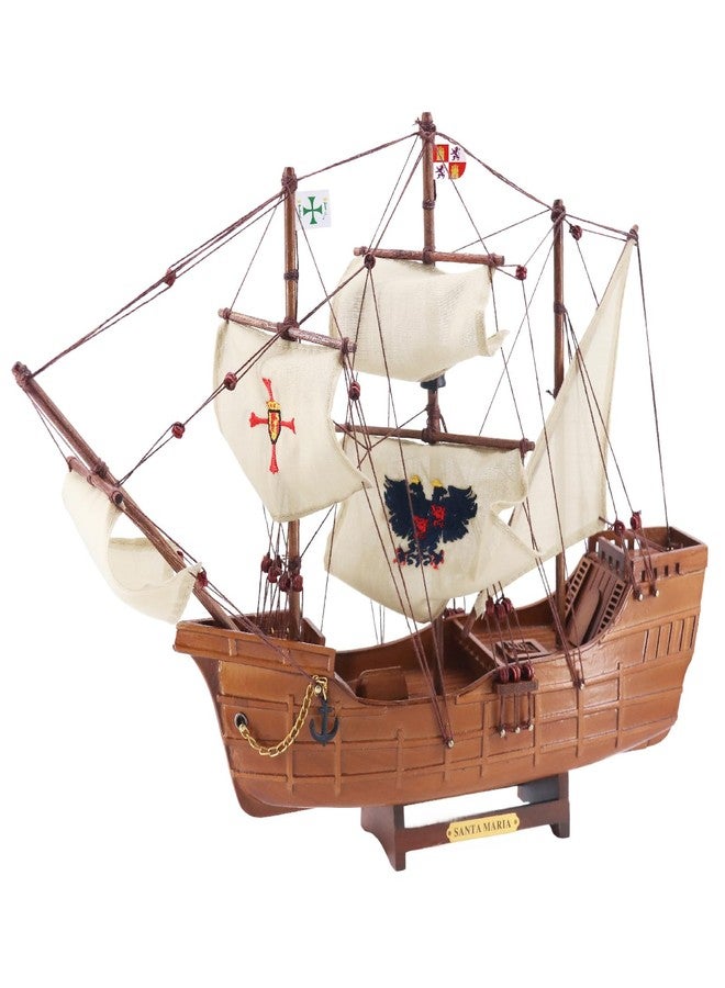 NAUTIMALL Wooden Ships 16" Santa Maria Miniature Tallship Models Nautical Sailboat Decor Father's Day Christmas Gift Christopher Columbus - Image 1