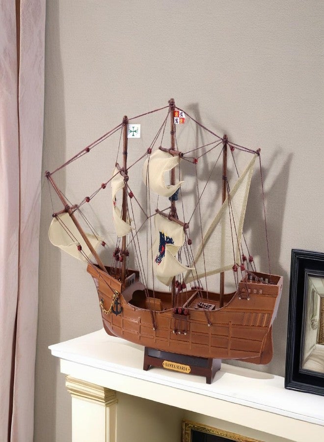 NAUTIMALL Wooden Ships 16" Santa Maria Miniature Tallship Models Nautical Sailboat Decor Father's Day Christmas Gift Christopher Columbus - Image 5