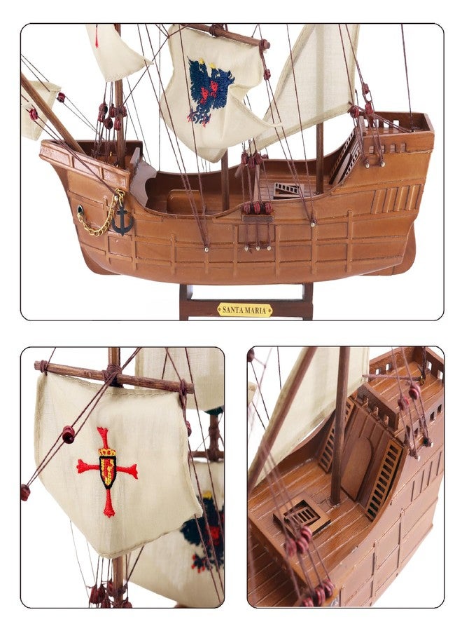 NAUTIMALL Wooden Ships 16" Santa Maria Miniature Tallship Models Nautical Sailboat Decor Father's Day Christmas Gift Christopher Columbus - Image 3