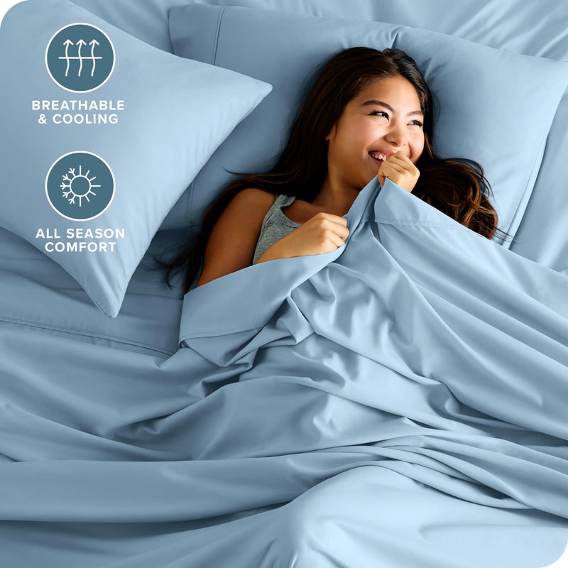 Bare Home California King Sheet Set - 1800 Ultra-Soft Microfiber Cal King Bed Sheets - Double Brushed - Deep Pockets - Easy Fit - 4 Piece Set - Bed Sheets (California King, Light Blue) - Image 3