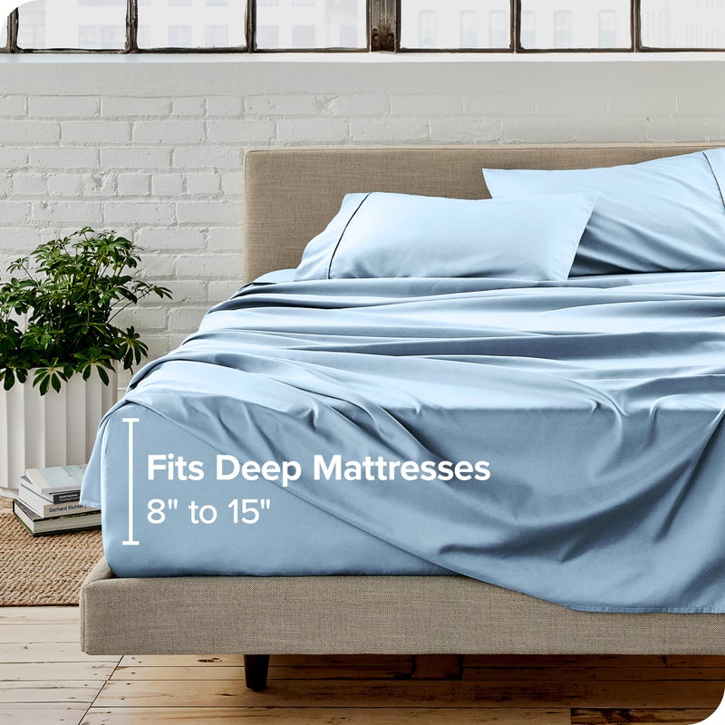 Bare Home California King Sheet Set - 1800 Ultra-Soft Microfiber Cal King Bed Sheets - Double Brushed - Deep Pockets - Easy Fit - 4 Piece Set - Bed Sheets (California King, Light Blue) - Image 5