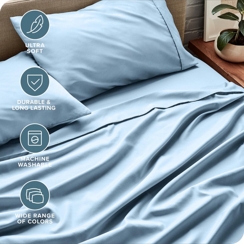 Bare Home California King Sheet Set - 1800 Ultra-Soft Microfiber Cal King Bed Sheets - Double Brushed - Deep Pockets - Easy Fit - 4 Piece Set - Bed Sheets (California King, Light Blue) - Image 4