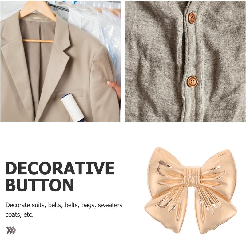 10pcs Metal Bow Sewing Buttons for Coats Sweaters Decorative Clothes Fasteners Gold Large Size for Women’s Cardigans and Jackets - Image 3