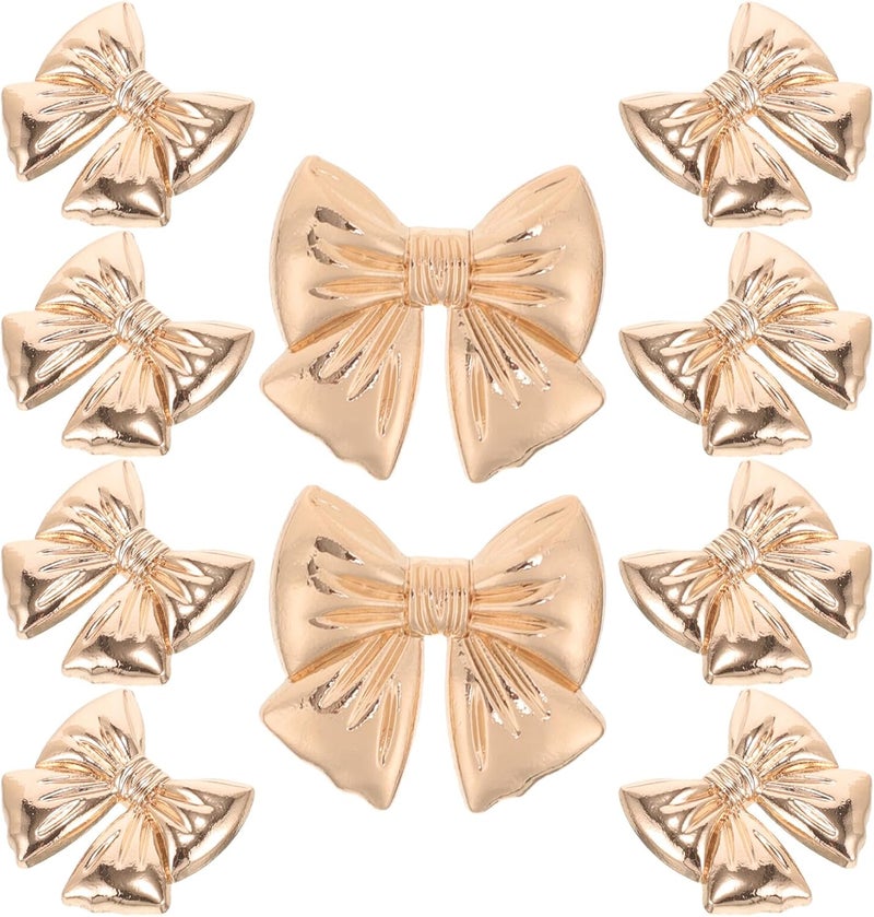10pcs Metal Bow Sewing Buttons for Coats Sweaters Decorative Clothes Fasteners Gold Large Size for Women’s Cardigans and Jackets - Image 1
