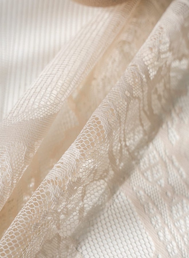 Fhberni Beige Lace Tablecloth Embroidered Elegant Floral Patterns Table Cloth Round Overlay Table Cover for Wedding Party Holiday Long Dinner Home Decor(Round-60, Beige) - Image 5