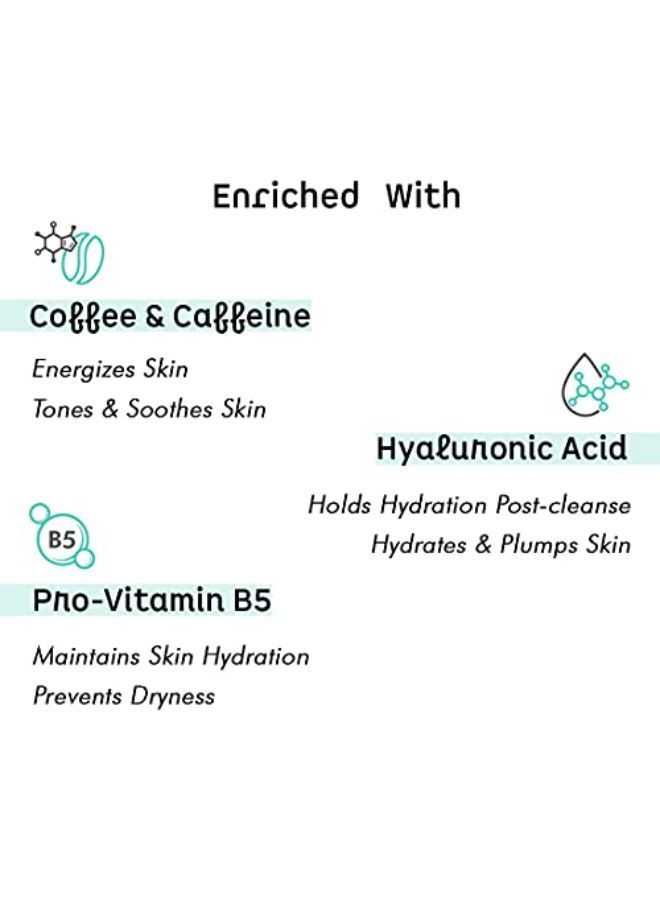 MCaffeine غسول الوجه المنشط بقهوة الإسبريسو | ترطيب البشرة وإضفاء النضارة عليها | حمض الهيالورونيك، برو فيتامين ب5 | جميع أنواع البشرة | خالٍ من البارابين وSLS - Image 5