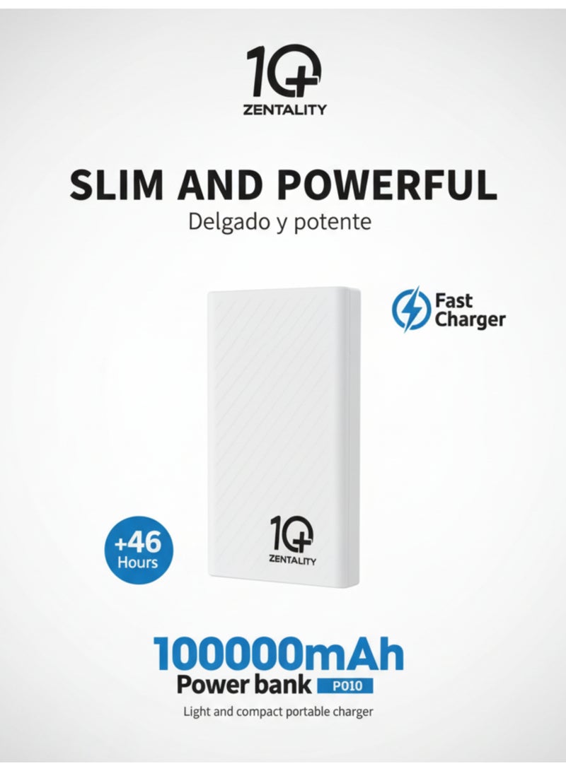 Zentality 10000 mAh Slim and Powerful Power Bank with 12W 2 Output Port,USB-C, Micro Ports,LCD Display, Small and 46 hours Battery for Smartphones, Tablets and Others - Image 3