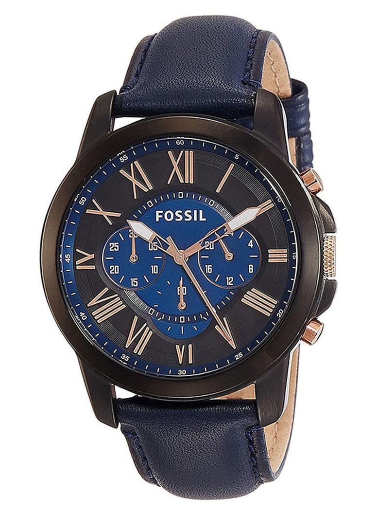 FOSSIL Men Leather Analog Watch FS5061 - 44 mm - Navy Blue - Image 1