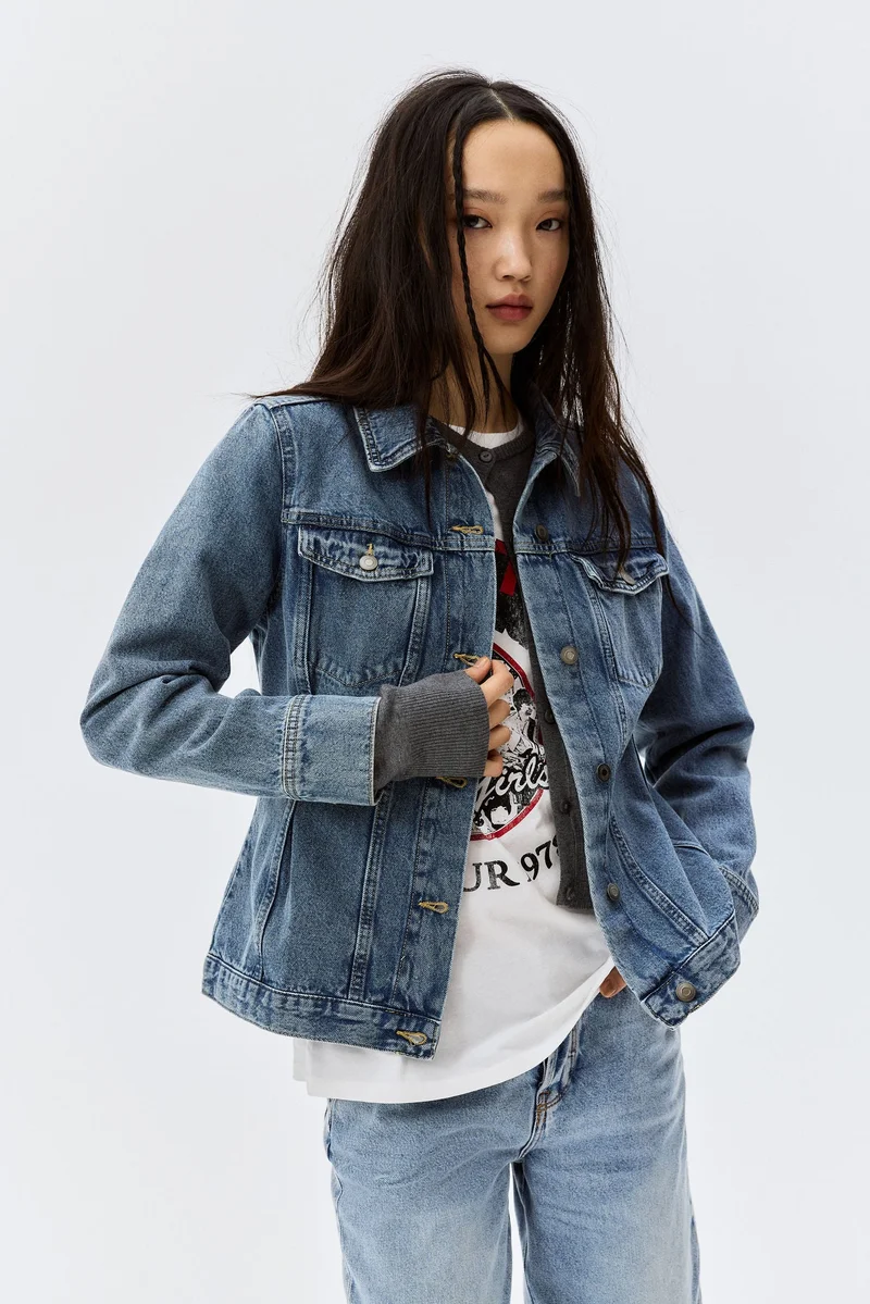 اتش اند ام Tapered-waist denim jacket