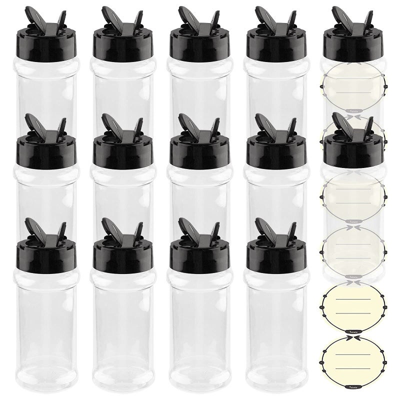 توزازو Tuzazo 3 أوقية الجرار التوابل البلاستيكية مع أغطية وملصقات Shaker 14 PCS تنظيف زجاجات التوابل الفارغة حاويات توابل لأعشاب التوابل ومساحيق التوابل - Image 1