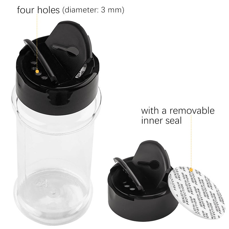 توزازو Tuzazo 3 أوقية الجرار التوابل البلاستيكية مع أغطية وملصقات Shaker 14 PCS تنظيف زجاجات التوابل الفارغة حاويات توابل لأعشاب التوابل ومساحيق التوابل - Image 3