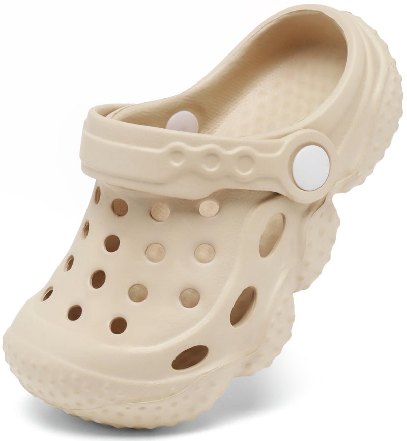 INMINPIN Kids Girls Boys Clogs Garden Shoes Toddler Slides Sandals Children Water Shower Beach Pool Slippers Indoor Outdoor,Toddler 9,Beige - Image 2
