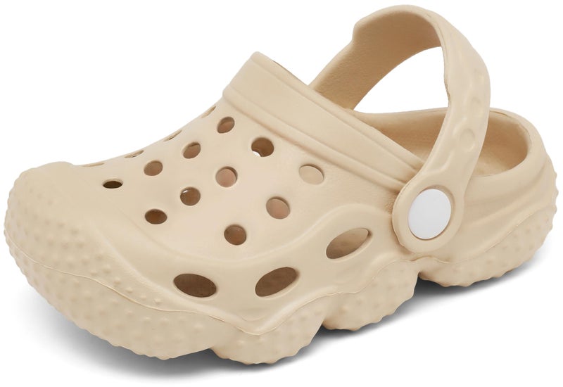 INMINPIN Kids Girls Boys Clogs Garden Shoes Toddler Slides Sandals Children Water Shower Beach Pool Slippers Indoor Outdoor,Toddler 9,Beige - Image 1