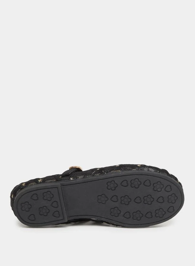 Styli Styli Embellished Ballerinas with Buckle Closure