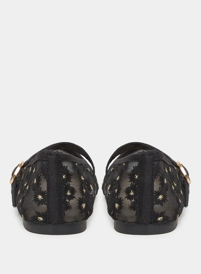 Styli Styli Embellished Ballerinas with Buckle Closure