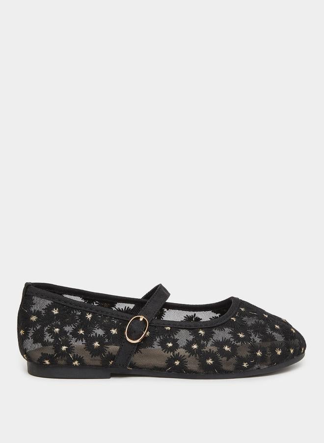 Styli Embellished Ballerinas with Buckle Closure - Image 1