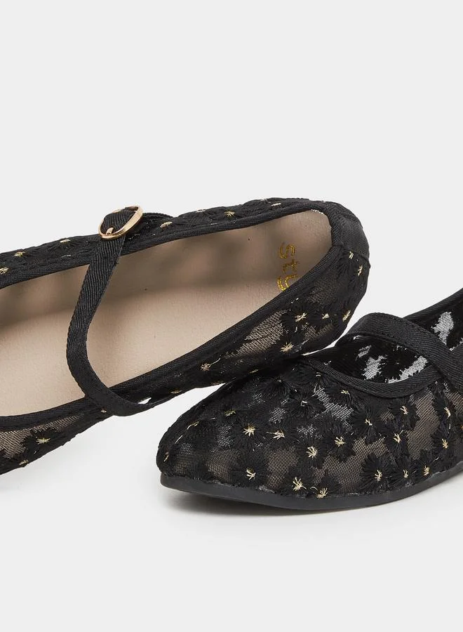 Styli Styli Embellished Ballerinas with Buckle Closure