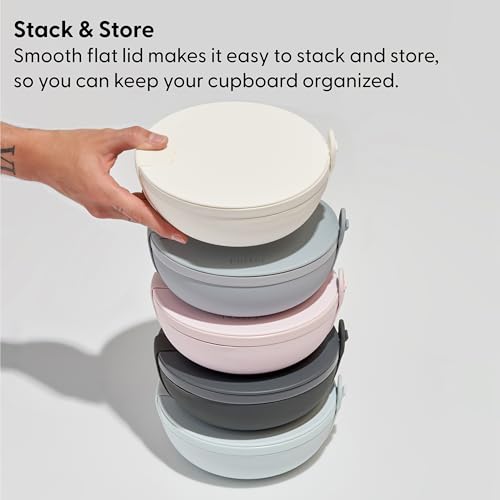 WP W&P Porter Ceramic Bowl Lunch Container w/ Protective Non-slip Exterior, Charcoal 1 Liter | Lid & Snap-tight Silicone Strap | Food Storage, Bento Box, Meal Prep | BPA-Free Ceramic - Image 5