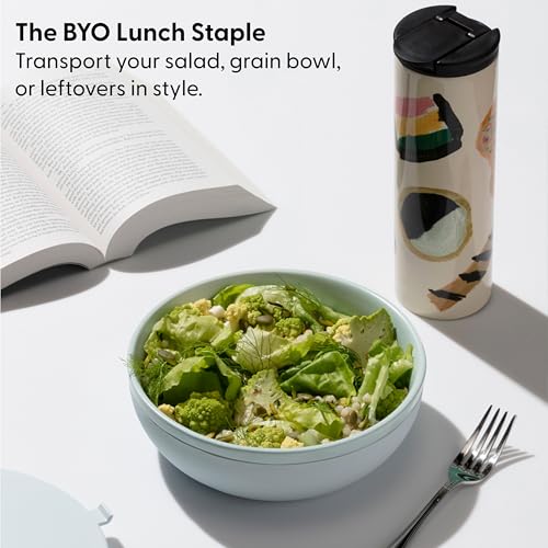 WP W&P Porter Ceramic Bowl Lunch Container w/ Protective Non-slip Exterior, Charcoal 1 Liter | Lid & Snap-tight Silicone Strap | Food Storage, Bento Box, Meal Prep | BPA-Free Ceramic - Image 2