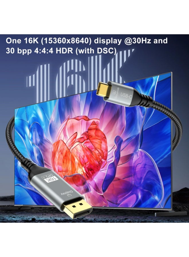 igeekwell USB C to DisplayPort 2.1 Cable 16K@30Hz 8K@120Hz 40Gbps Thunderbolt 4/3 to DisplayPort Cord Alu Braided Compatible iPhone 16/15 Pro Max, Galaxy S24, MacBook Pro/Air, iPad, Mac mini, XPS, 10FT,3M,1 PACK - Image 3