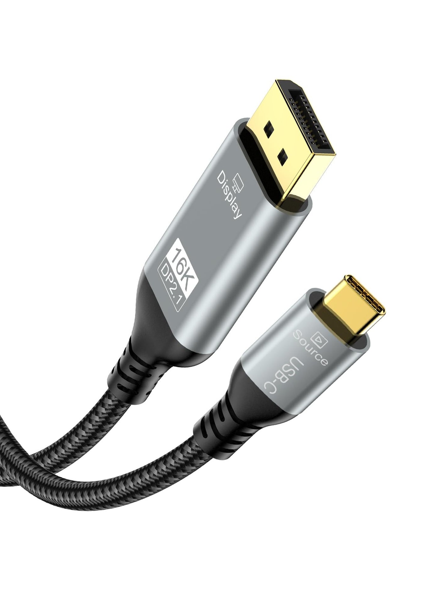 igeekwell USB C to DisplayPort 2.1 Cable 16K@30Hz 8K@120Hz 40Gbps Thunderbolt 4/3 to DisplayPort Cord Alu Braided Compatible iPhone 16/15 Pro Max, Galaxy S24, MacBook Pro/Air, iPad, Mac mini, XPS, 10FT,3M,1 PACK