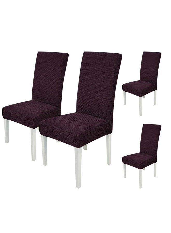 House of Quirk Stretchy Universal Jacquard Chair Cover Removable & Washable Short Dining Chair Cover Protector Seat Slipcover (Wine, Pack of 4) - Image 1