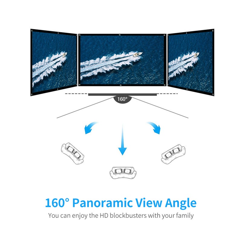 120 Inch 16:9 Foldable Polyester Projection Screen - Lightweight Portable Eye-Care HD Projection Screen for Home Office KTV Conference Room - Image 4