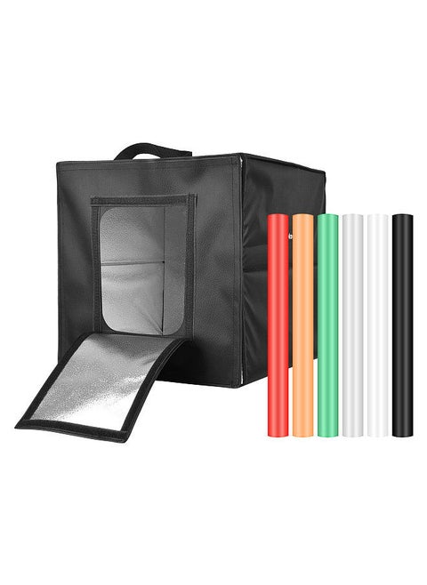 40cm/ 16inch Foldable LED Light Tent Portable Tabletop Photo Studio Light Box 128pcs LED Beads Bi-Color Temperature Adjustable Brightness