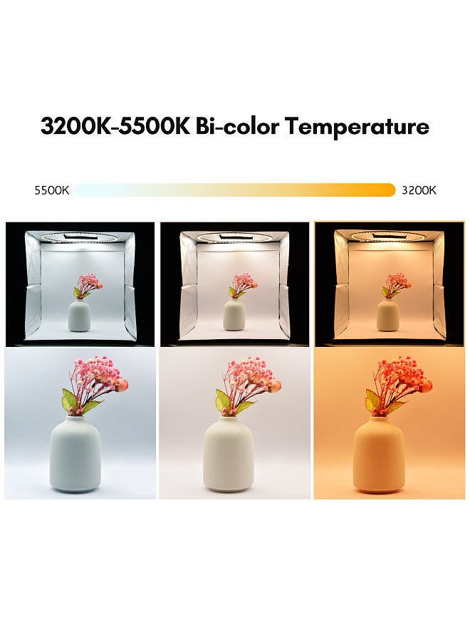 Generic - 40cm/ 16inch Foldable LED Light Tent Portable Tabletop Photo Studio Light Box 128pcs LED Beads Bi-Color Temperature Adjustable Brightness - Image 1
