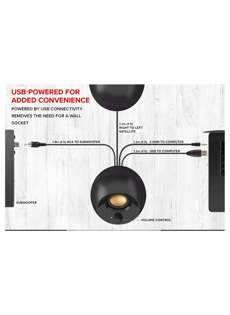 Creative - Creative Pebble Plus 2.1 USB-Powered Desktop Speakers with Powerful Down-Firing Subwoofer and Far-Field Drivers, Up to 8W RMS Total Power for Computer PCs and Laptops (Black) - Image 1