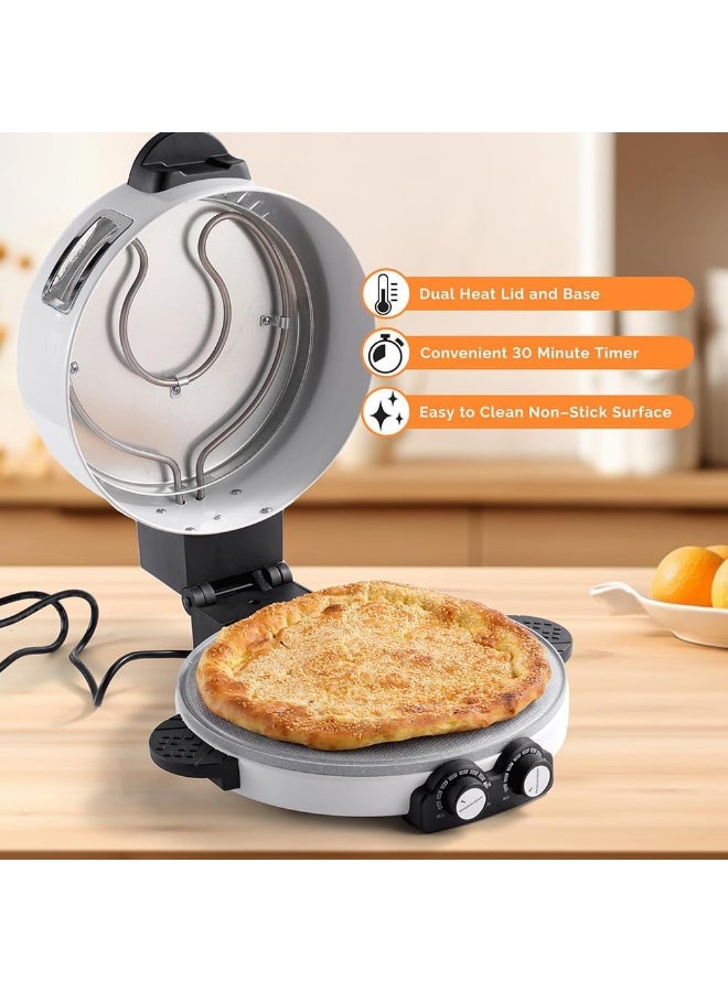 MUNTAQI Electric Pizza Oven – 12 Inch Arabic Bread Maker Machine, Multi-Function Non-Stick Electric Pizza Maker for Roti, Pita, Flatbread, Tortilla, Manakish, Lahmacun, Chapati & More – Fast Heating Countertop Cooker - Image 5