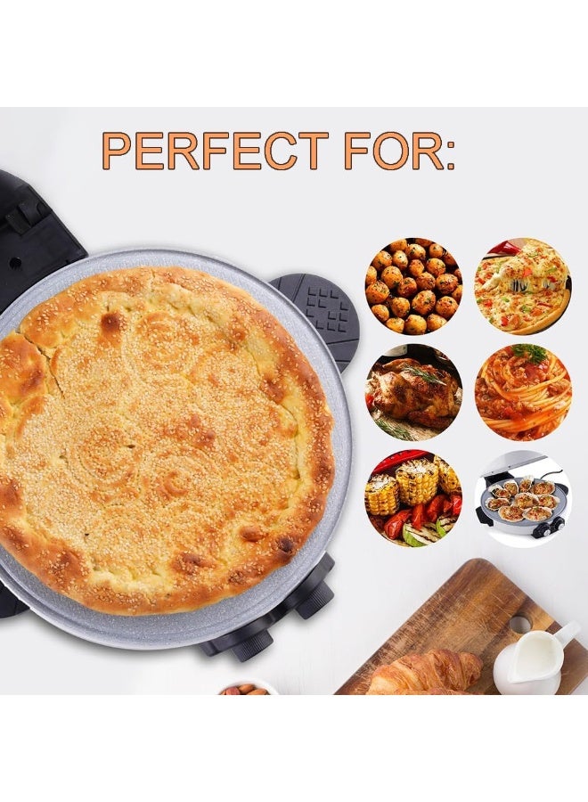 MUNTAQI Electric Pizza Oven – 12 Inch Arabic Bread Maker Machine, Multi-Function Non-Stick Electric Pizza Maker for Roti, Pita, Flatbread, Tortilla, Manakish, Lahmacun, Chapati & More – Fast Heating Countertop Cooker - Image 4