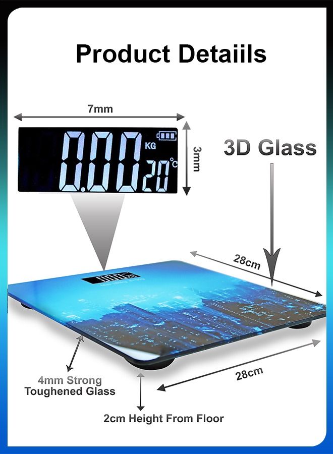 DBLEW 3D Automatic Personal Digital Weighing Smart Scale Intelligent Electronic Household Machine With LCD Display Accurate Body Fat Weight Measurement For Bathroom Kitchen Home Office lbs/kg  - Image 3