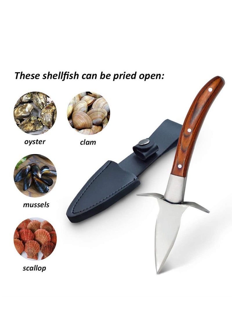 Beauenty - Poyster Shucking Knife Set with Wooden Handle u0026 Protective Gloves Oyster Shucker Tool for Safe and Efficient Shell Opening-(M) - Image 1