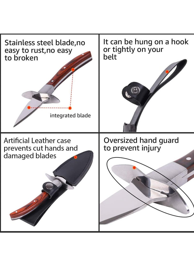 Beauenty - Poyster Shucking Knife Set with Wooden Handle u0026 Protective Gloves Oyster Shucker Tool for Safe and Efficient Shell Opening-(M) - Image 1