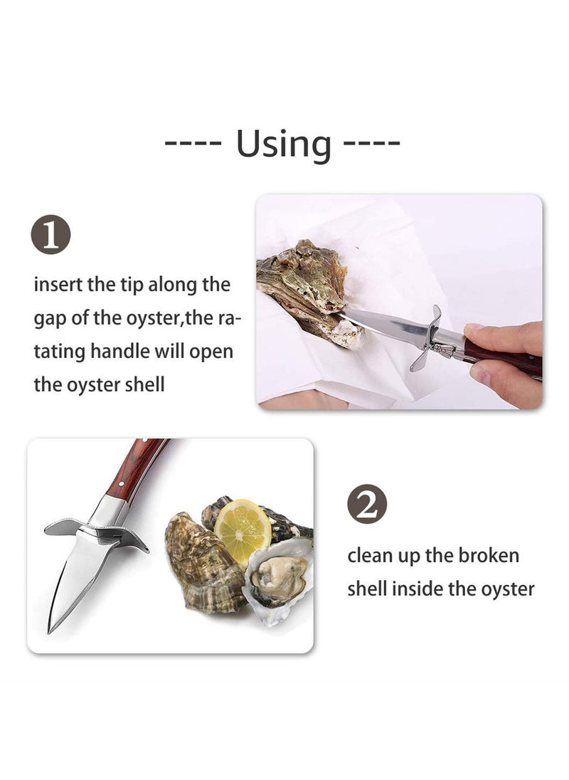 Beauenty - Poyster Shucking Knife Set with Wooden Handle u0026 Protective Gloves Oyster Shucker Tool for Safe and Efficient Shell Opening-(M) - Image 1