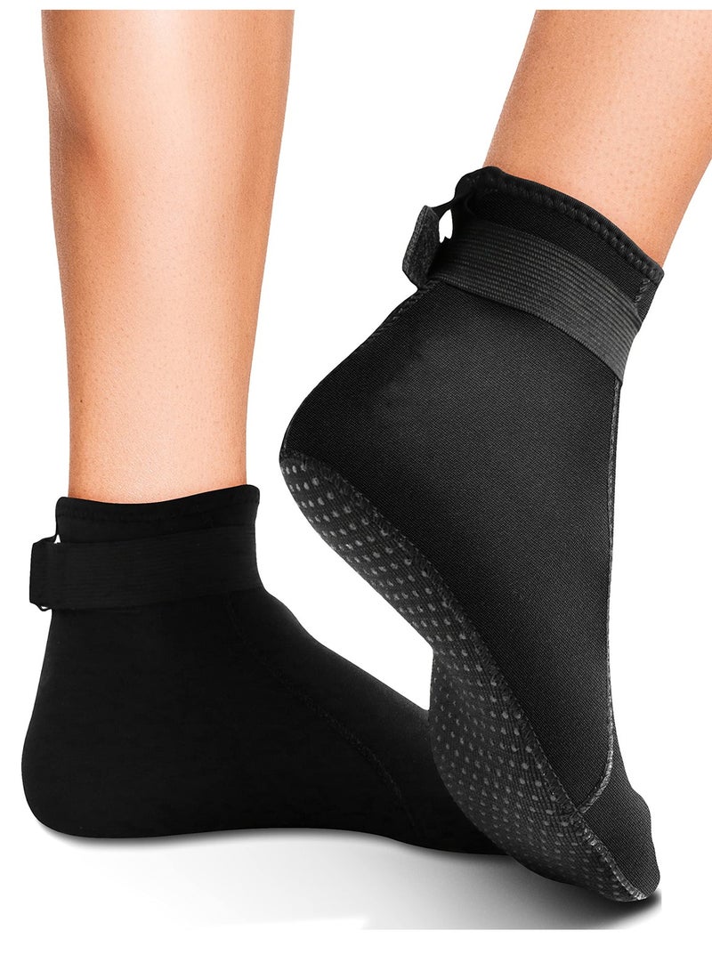 Neoprene Water Socks for Beach Sports, 3mm Anti-Slip Swim Booties, Perfect for Volleyball, Soccer & Outdoor Activities (L, Black) - Image 1