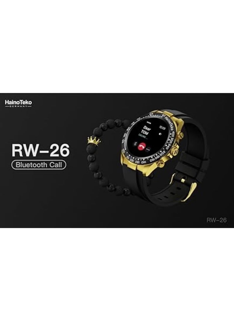 Haino Teko - RW 26 Round Smart Watch for Men | Stylish King Bracelet, Wireless Charger, Fitness Tracker, Heart Rate & Sleep Monitoring | Elegant Design, Ideal for Daily Wear & Special Occasions | Compatible with iOS & Android - Image 1