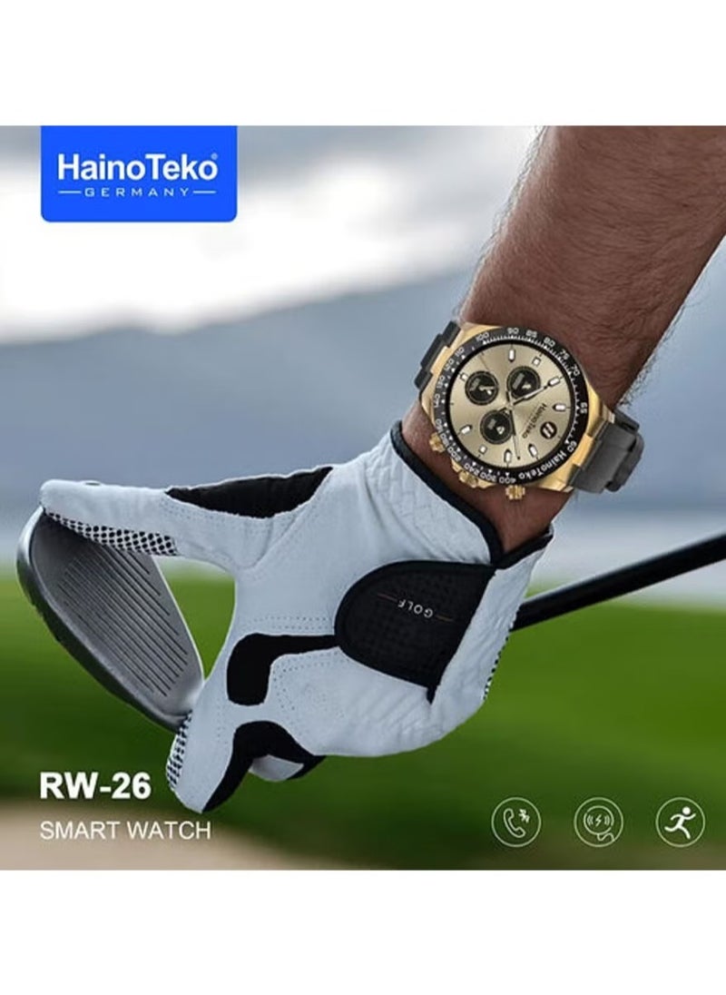 Haino Teko - RW 26 Round Smart Watch for Men | Stylish King Bracelet, Wireless Charger, Fitness Tracker, Heart Rate & Sleep Monitoring | Elegant Design, Ideal for Daily Wear & Special Occasions | Compatible with iOS & Android - Image 1